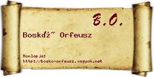 Boskó Orfeusz névjegykártya
